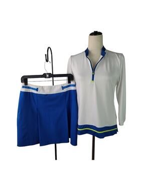 EP Pro White Blue 2 Piece Skort Shorts Top Golf Tennis Activewear Pickleball S P